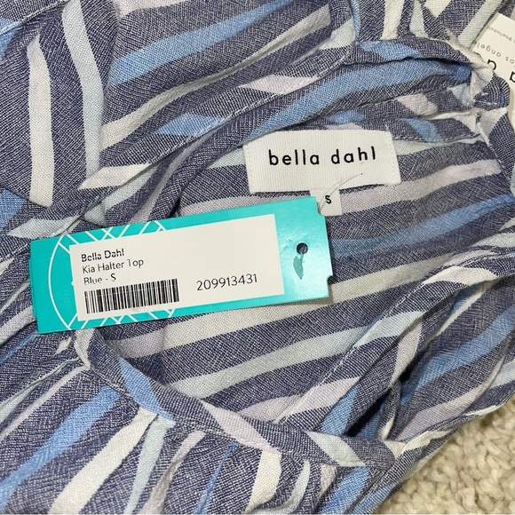 Bella Dahl Kia Halter Top‎  Size Small Blue White Striped Linen Tank Keyhole NWT - Picture 9 of 12